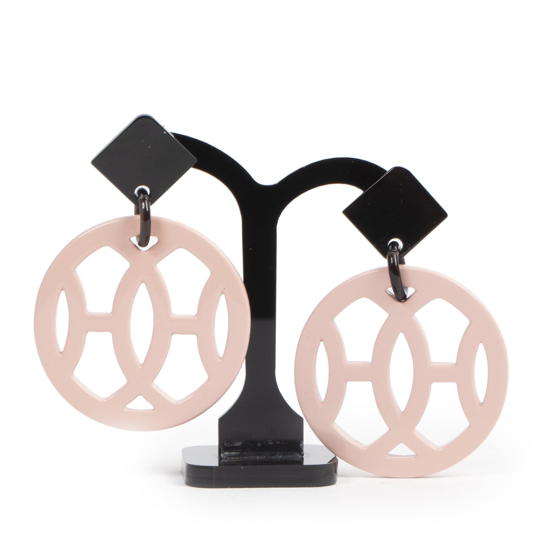 Authentieke Tweedehands Hermès Pink Lacquered HH Earrings juiste prijs veilig online shoppen luxe merken webshop winkelen Antwerpen België mode vintage fashion