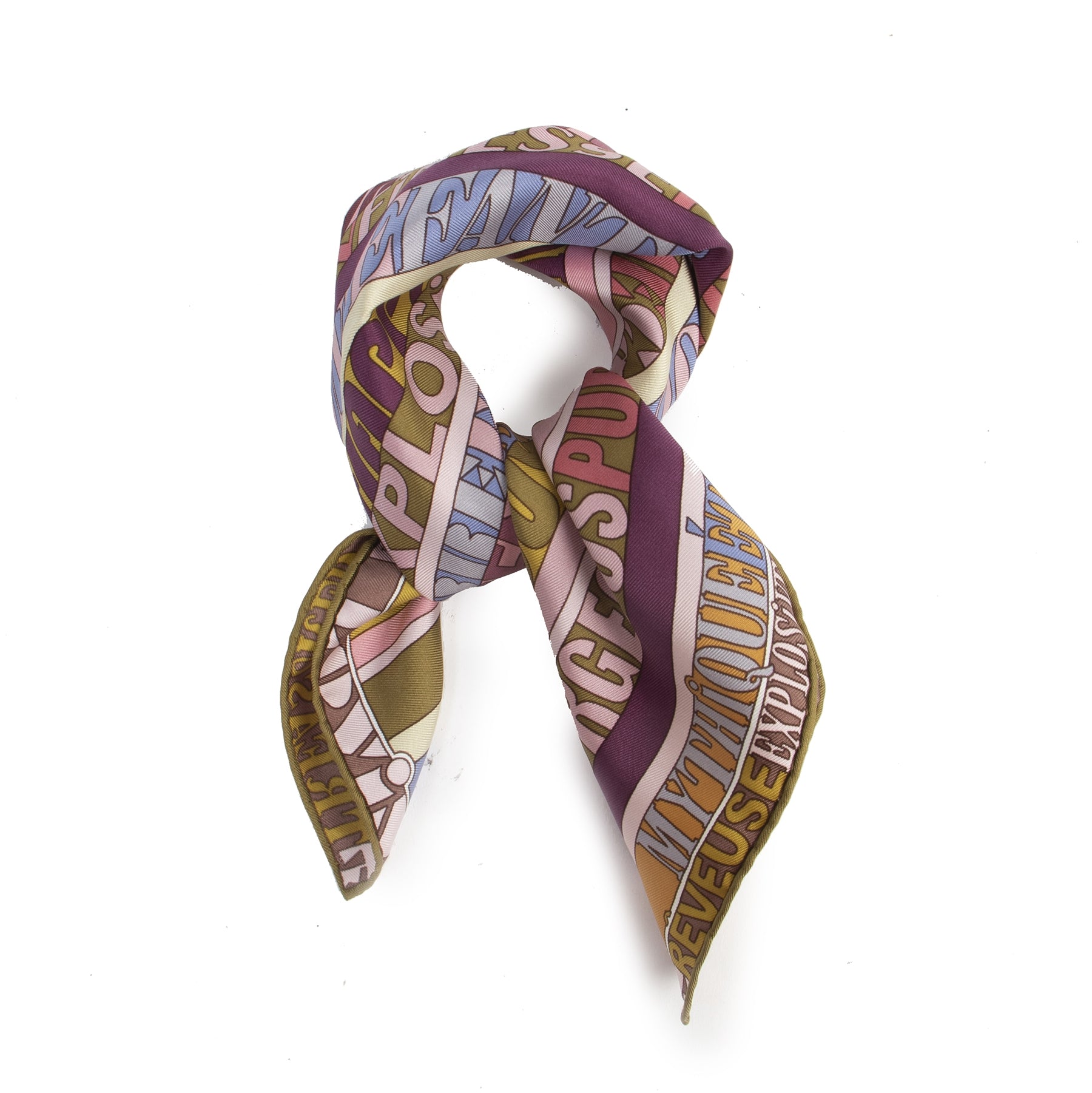 Authentieke Tweedehands Hermès Multicolor 'Mots de Soie' Silk Scarf juiste prijs veilig online shoppen luxe merken webshop winkelen Antwerpen België mode fashion