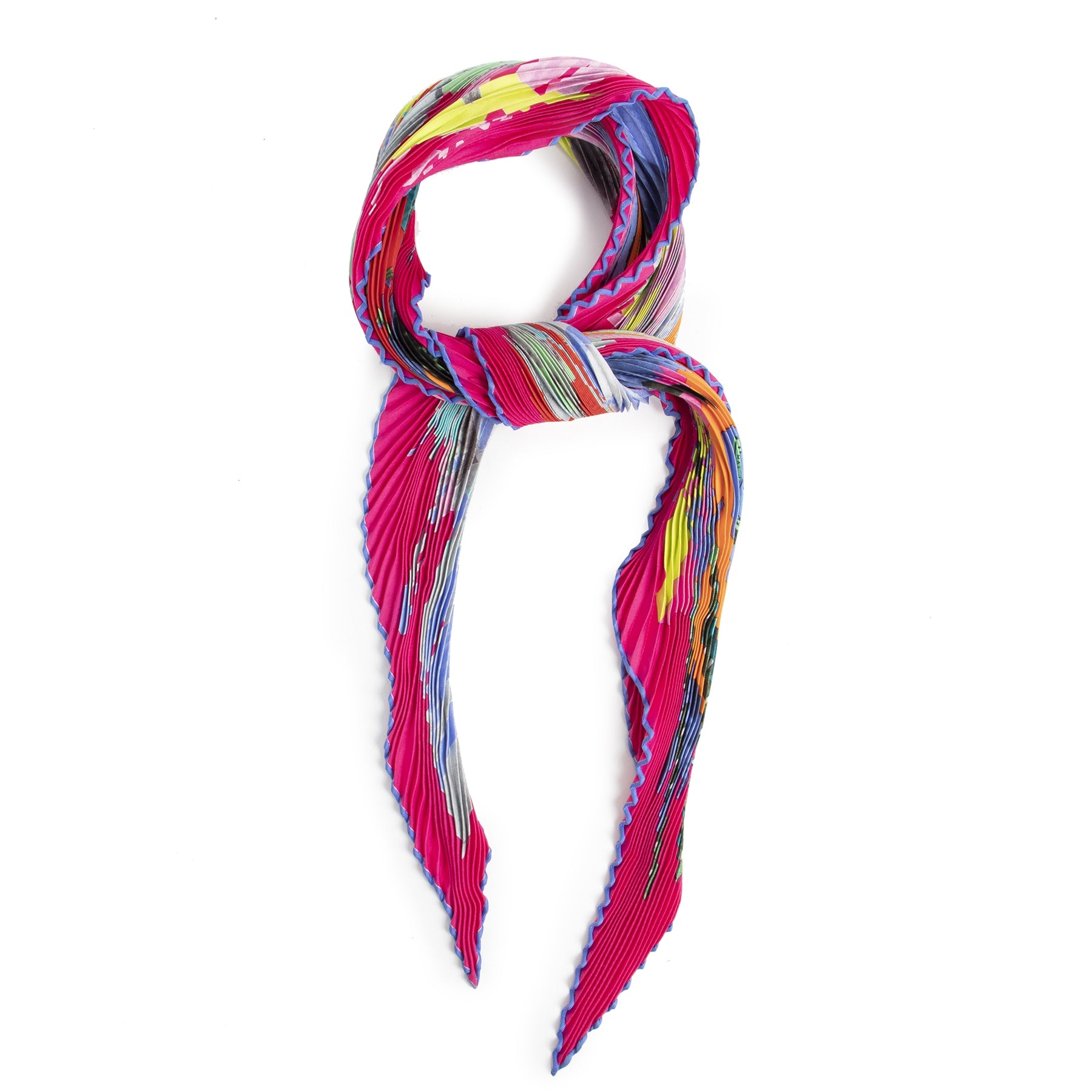 Authentic secondhand Hermès Multicolor Carré Plissé 'Ou L’Ame Voyageuse' Scarf designer accessories designer brands fashion luxury vintage webshop safe secure online shopping