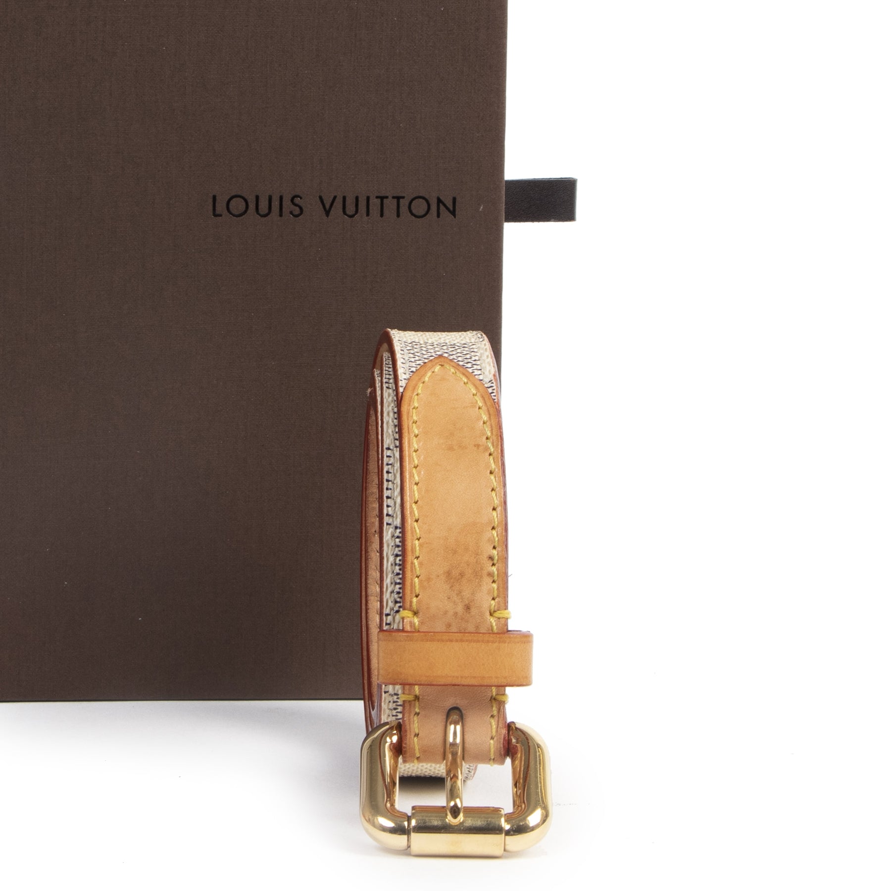 Authentic secondhand Louis Vuitton Damier Azur Canvas Leather Belt - Size 90 designer accessories fashion luxury vintage webshop safe secure online shopping