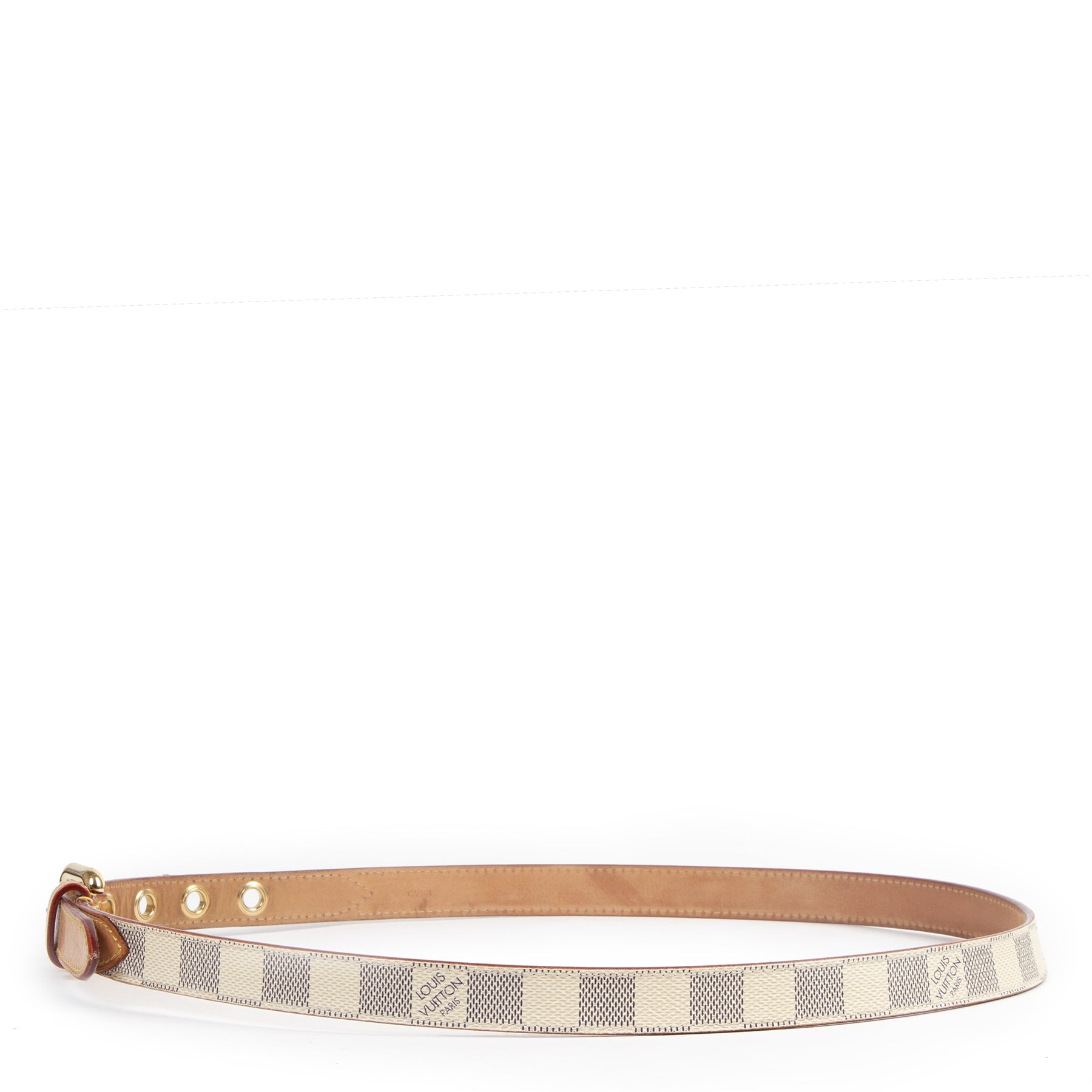 Authentic secondhand Louis Vuitton Damier Azur Canvas Leather Belt - Size 90 designer accessories fashion luxury vintage webshop safe secure online shopping