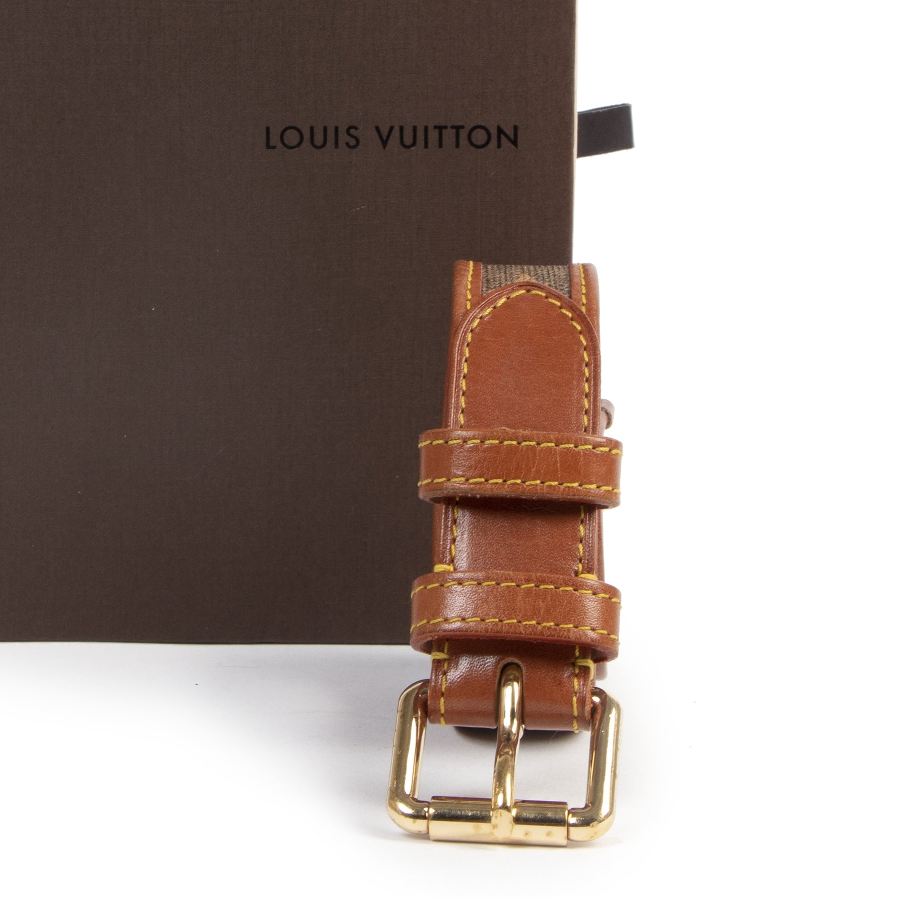 Authentic secondhand Louis Vuitton Monogram Leather Belt - Size 90 designer accessories fashion luxury vintage webshop safe secure online shopping