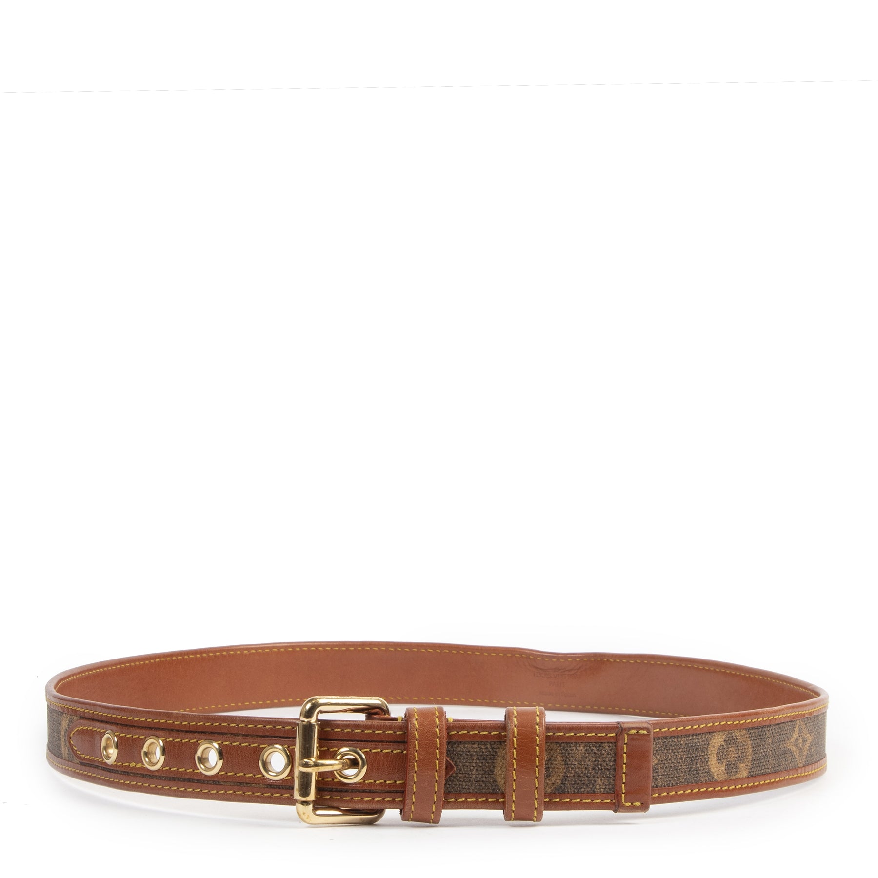 Authentic secondhand Louis Vuitton Monogram Leather Belt - Size 90 designer accessories fashion luxury vintage webshop safe secure online shopping