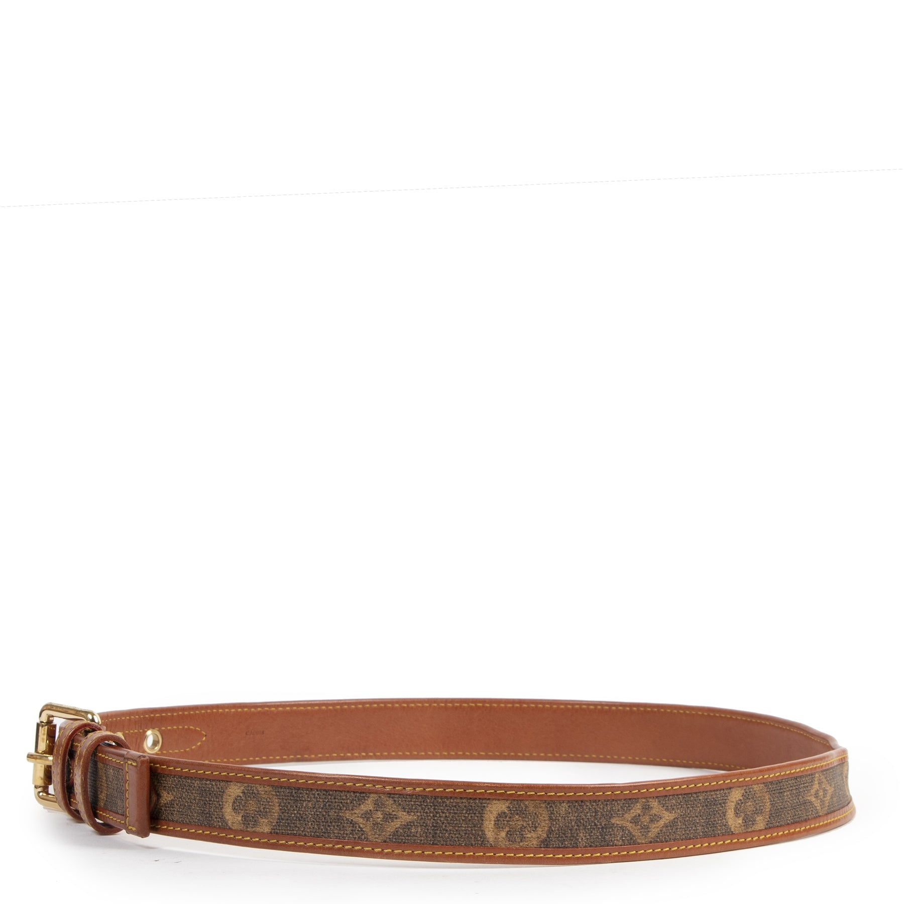 Authentieke Tweedehands Louis Vuitton Monogram Leather Belt - Size 90 juiste prijs veilig online shoppen luxe merken webshop winkelen Antwerpen België mode fashion