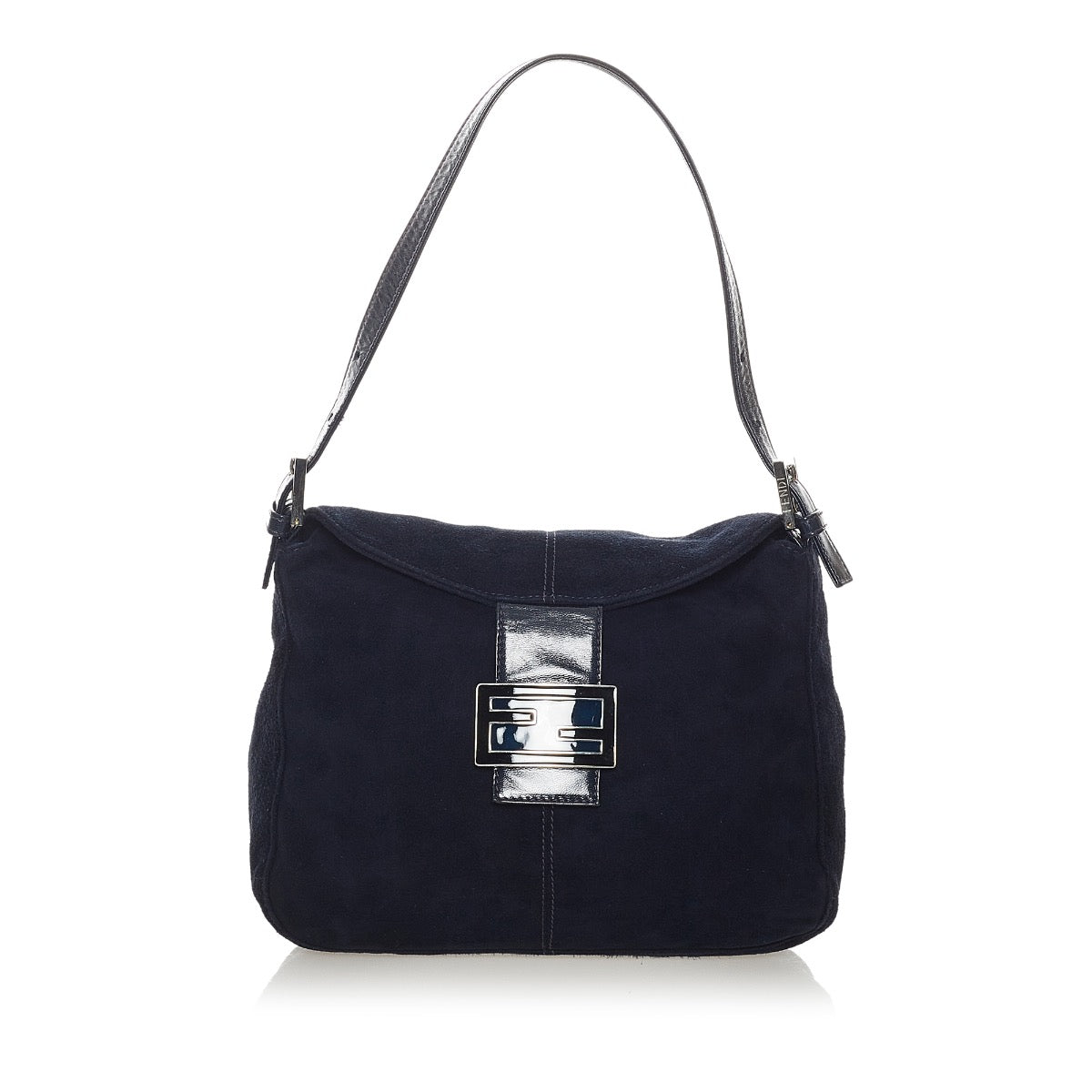 Shop safe online at Labellov in Antwerp this 100% authentic second hand Fendi Navy Blue Suede Mini Hobo Shoulder Bag