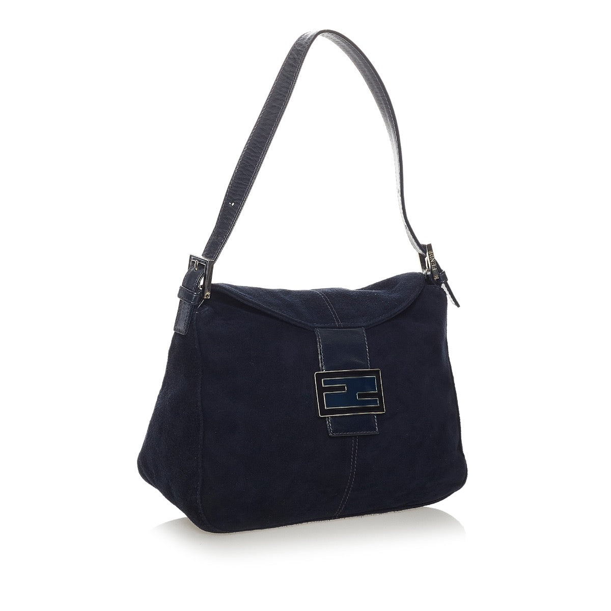 Shop safe online at Labellov in Antwerp this 100% authentic second hand Fendi Navy Blue Suede Mini Hobo Shoulder Bag