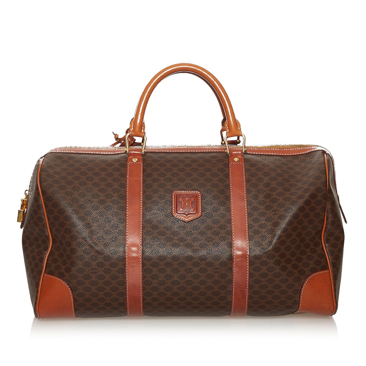 Shop safe online at Labellov in Antwerp this 100% authentic second hand Celine Macadam Canvas Boston Travel Bag