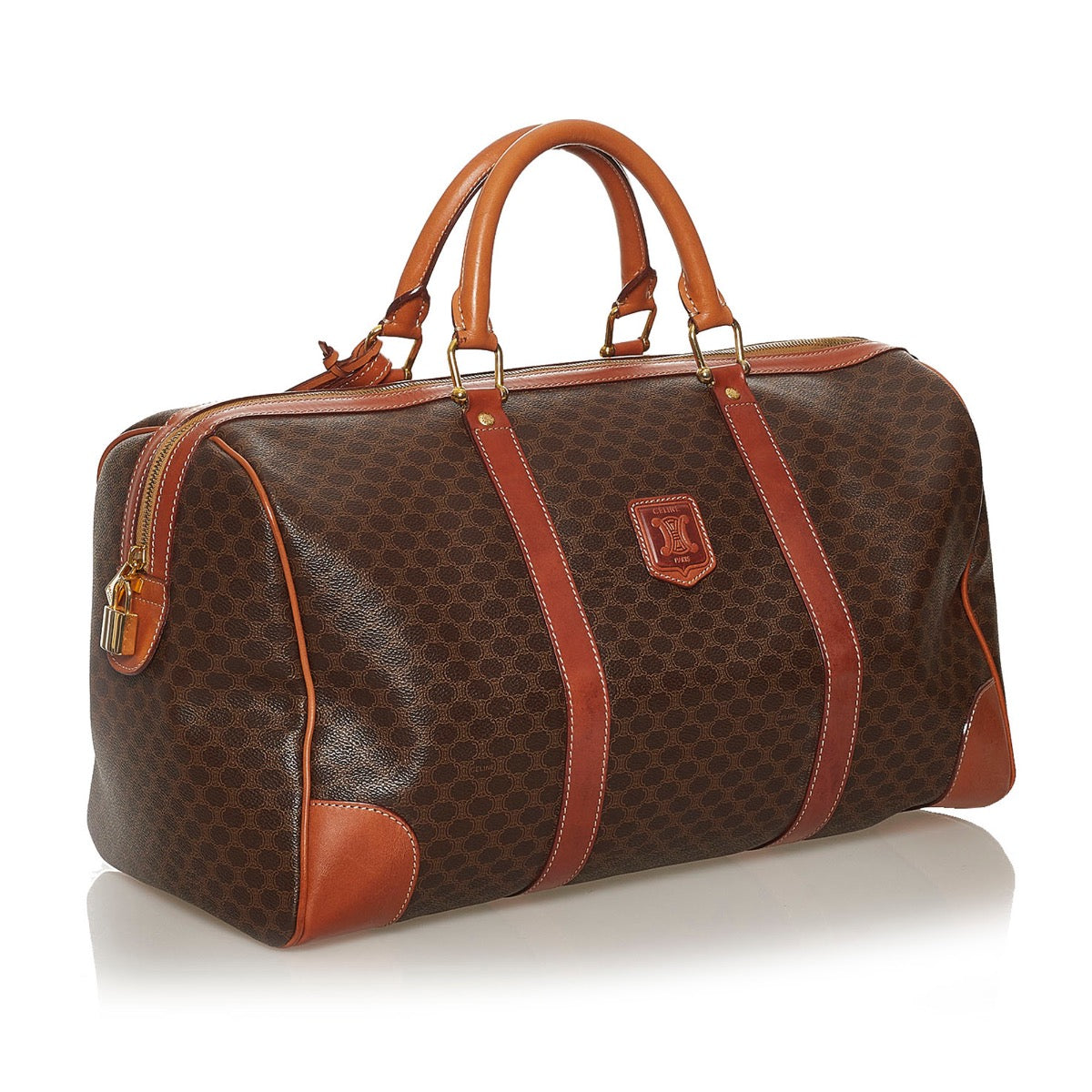 Shop safe online at Labellov in Antwerp this 100% authentic second hand Celine Macadam Canvas Boston Travel Bag