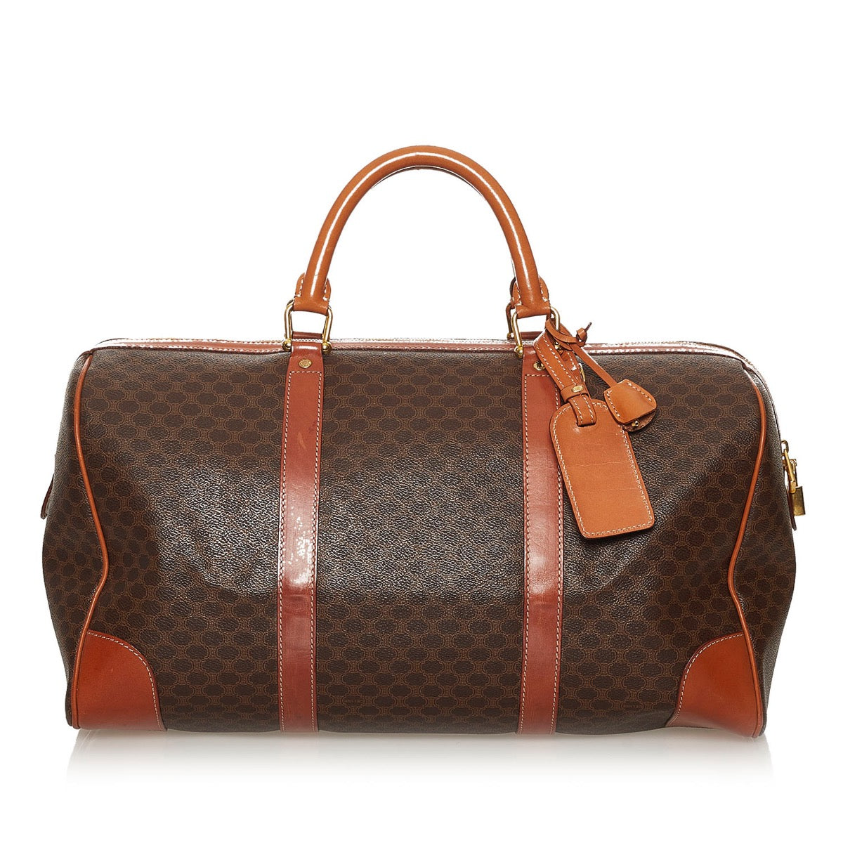 Shop safe online at Labellov in Antwerp this 100% authentic second hand Celine Macadam Canvas Boston Travel Bag