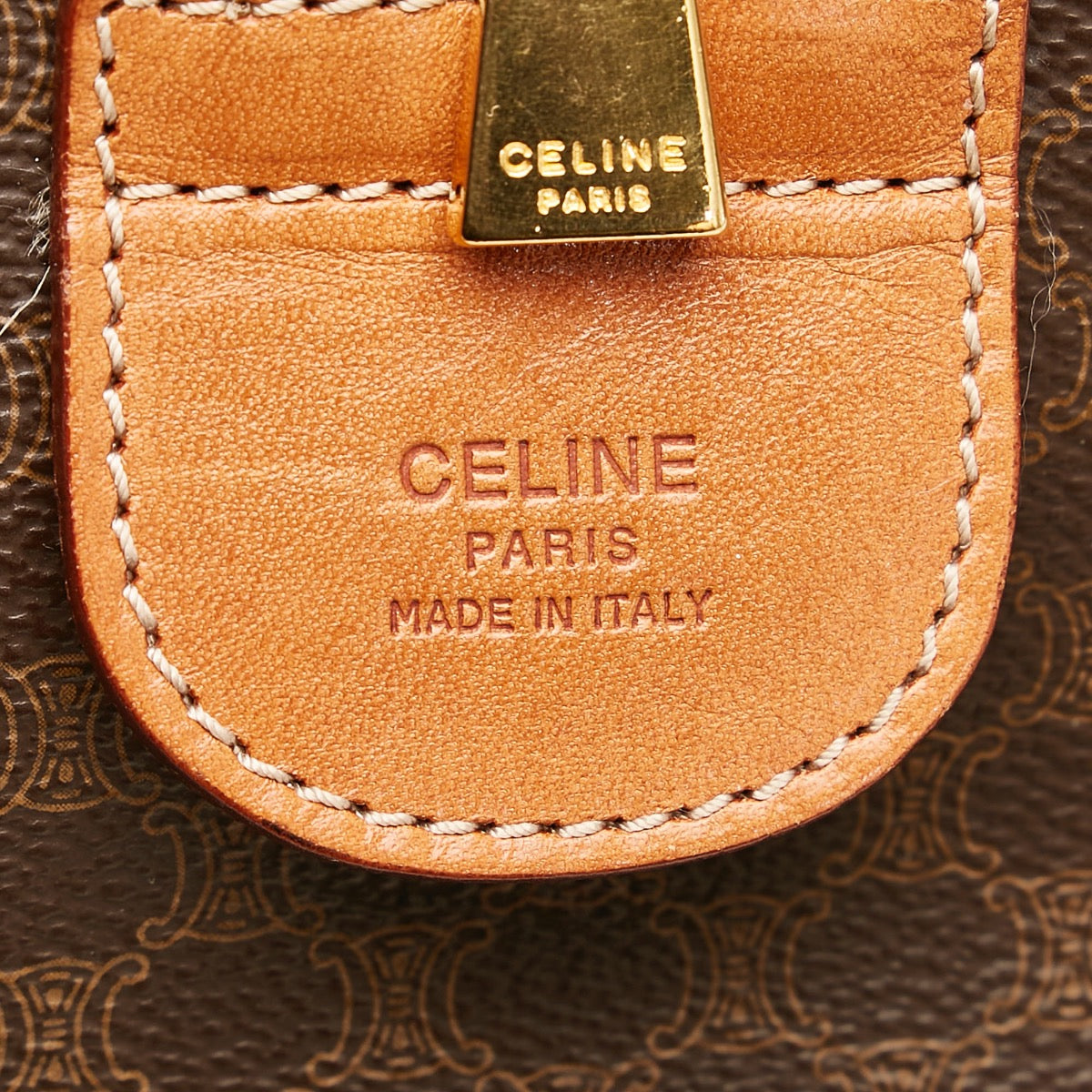Shop safe online at Labellov in Antwerp this 100% authentic second hand Celine Macadam Canvas Boston Travel Bag