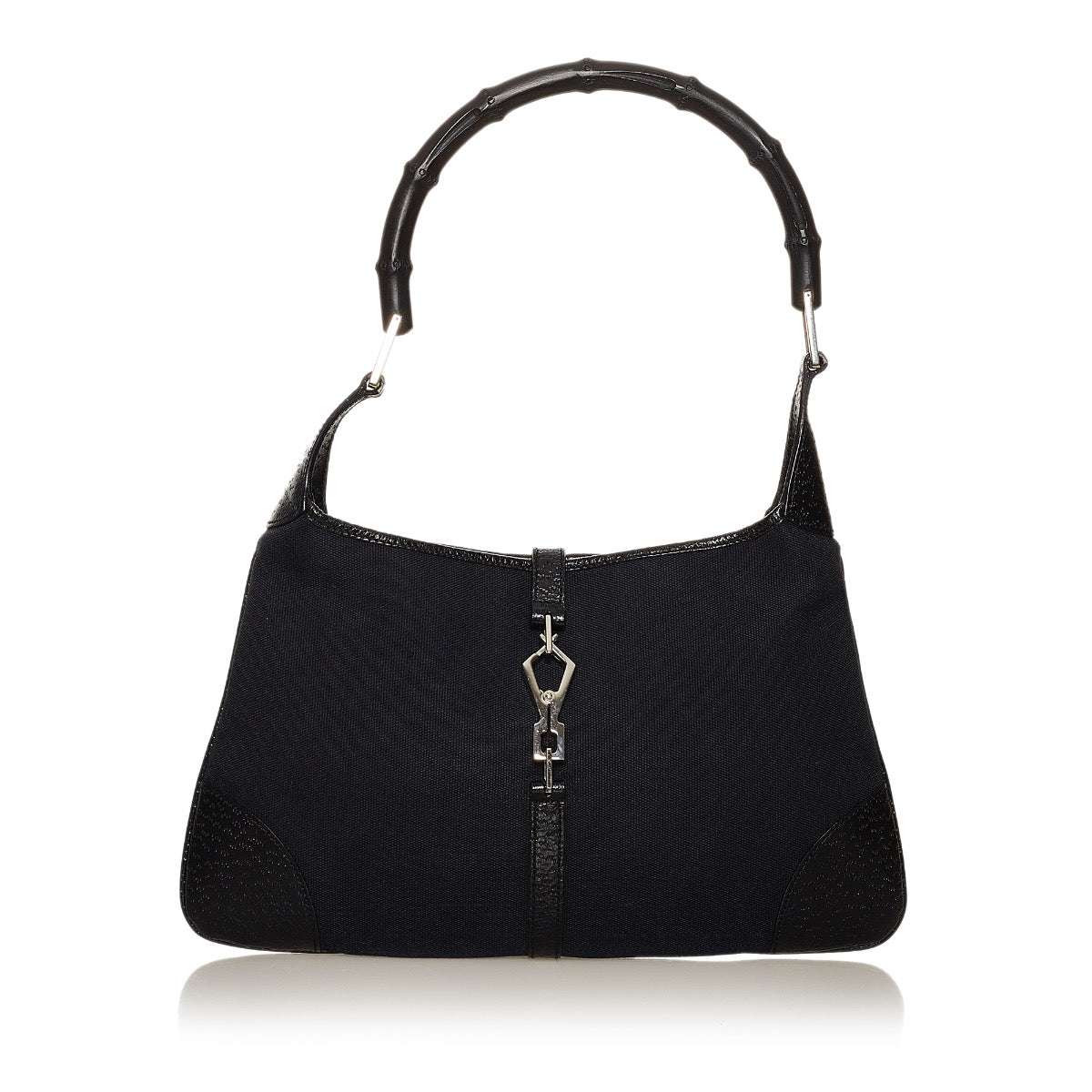 Second hand authentic Gucci 0014060 Black Canvas Bamboo Jackie Shoulder Bag at Labellov