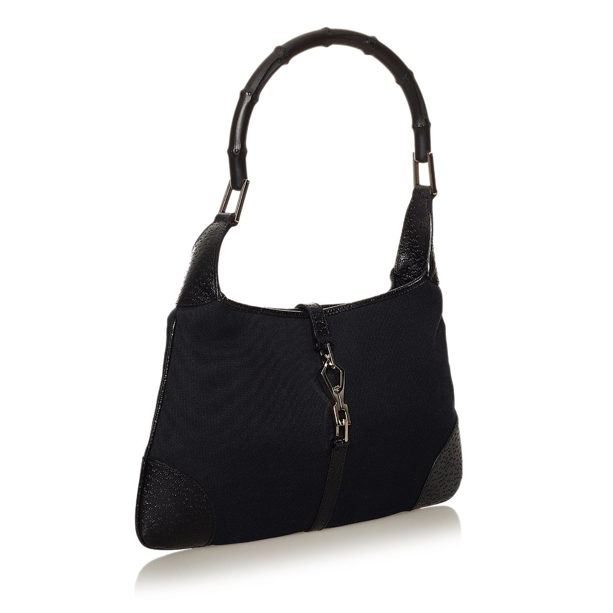 Second hand authentic Gucci 0014060 Black Canvas Bamboo Jackie Shoulder Bag at Labellov
