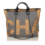Chanel Deauville Woven Large Shopping Tote Bag for the best price at Labellov secondhand luxury in Antwerp