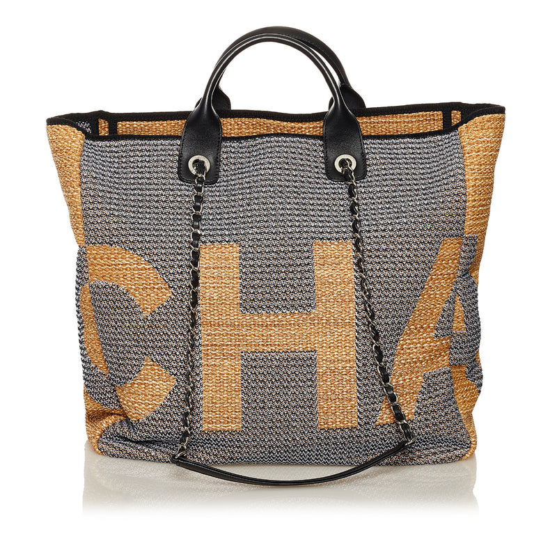 Chanel Deauville Woven Large Shopping Tote Bag for the best price at Labellov secondhand luxury in Antwerp