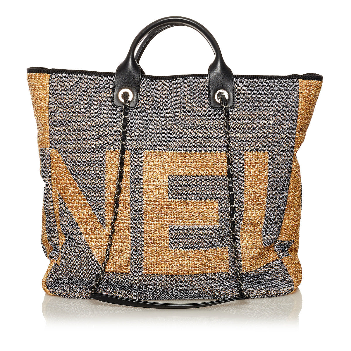 Chanel Deauville Woven Large Shopping Tote Bag