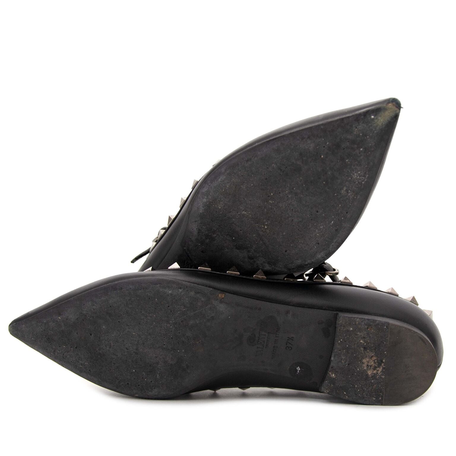 achetez secondmain Valentino Rockstud Double Ankle Strap Black Ballerina Flats sur labellov