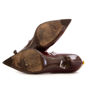 Louis Vuitton Burgundy Patent Leather Gold Flower Heels - Size 36