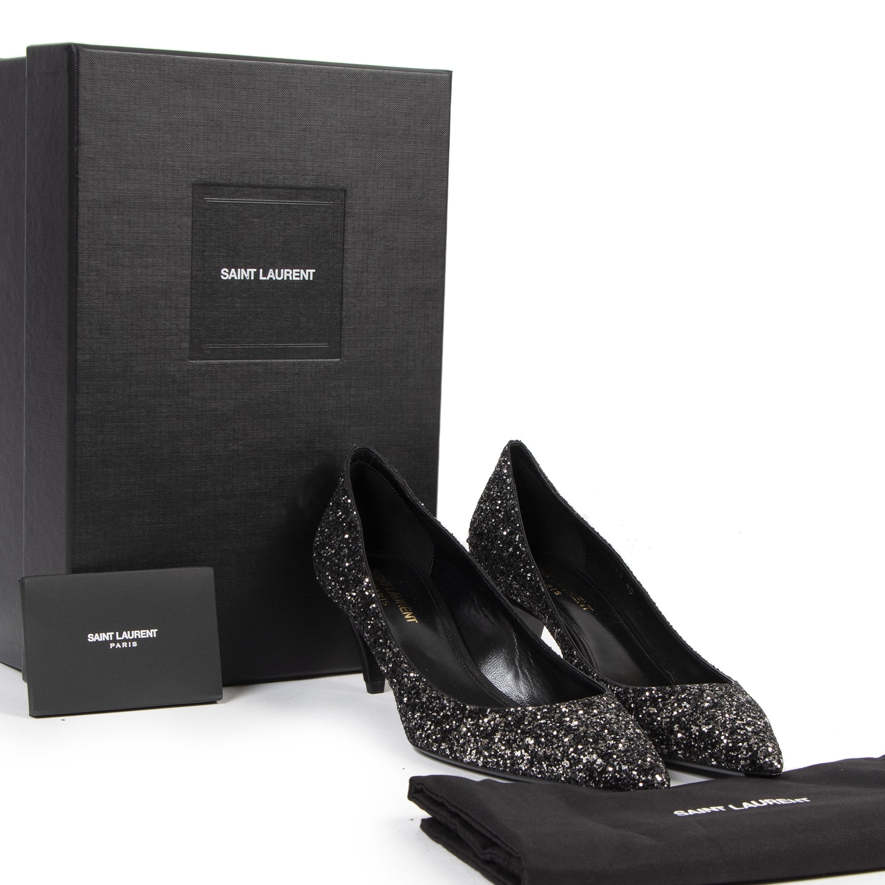 Saint Laurent Charlotte 55 Midnight Blue Glitter Pump available online