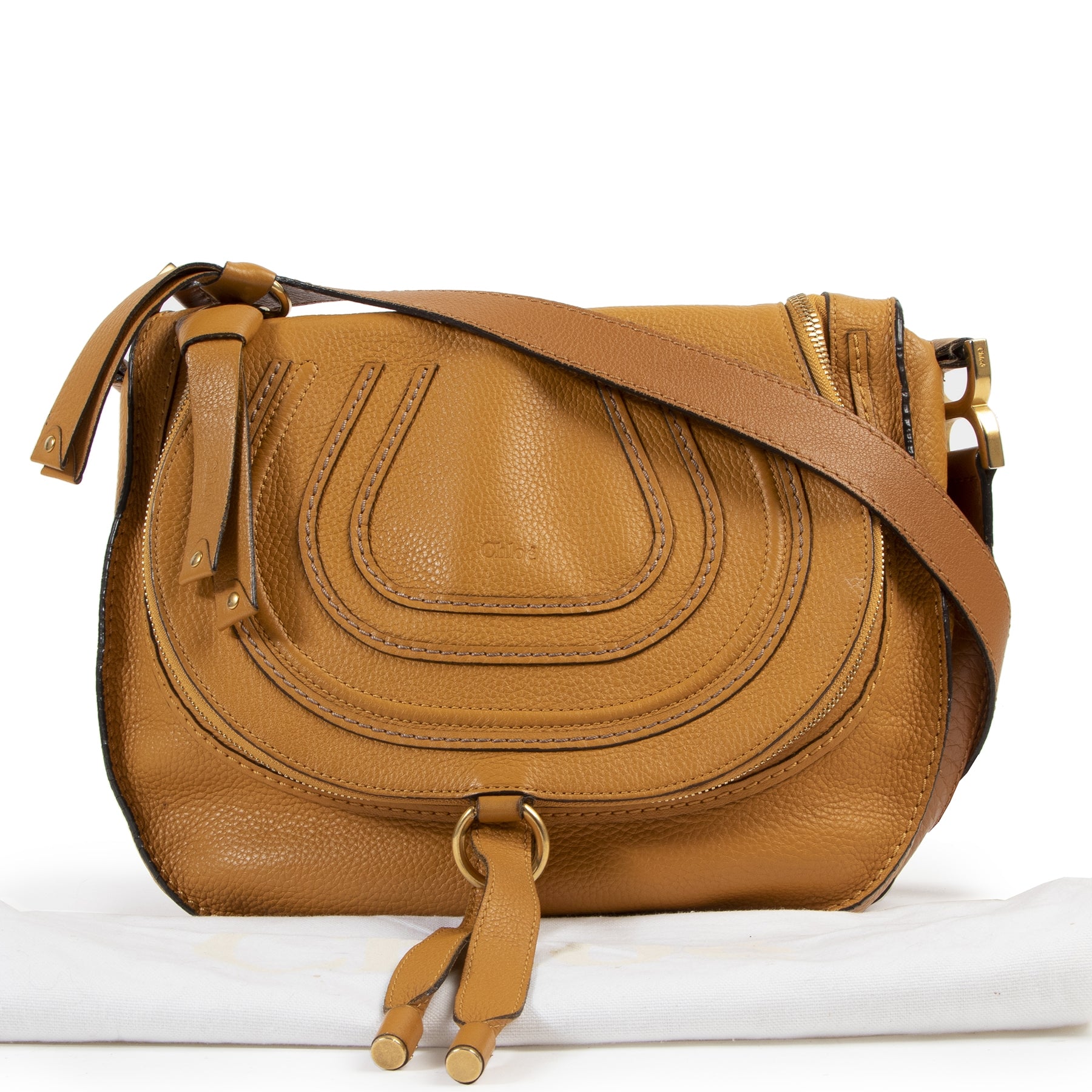 shop safe online Chloe Ochre Medium Marcie Zip Crossbody Bag