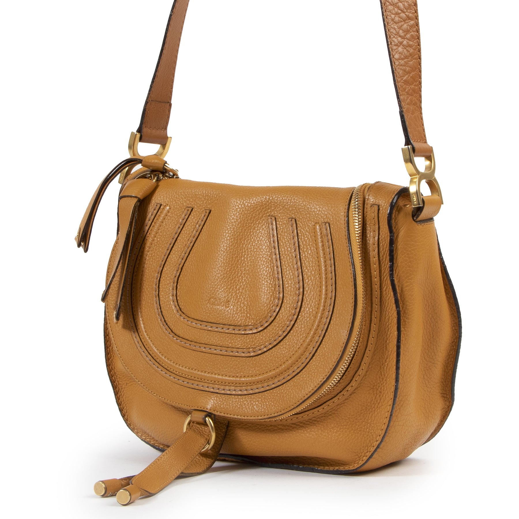 acheter enligne seocnde main Chloe Ochre Medium Marcie Zip Crossbody Bag