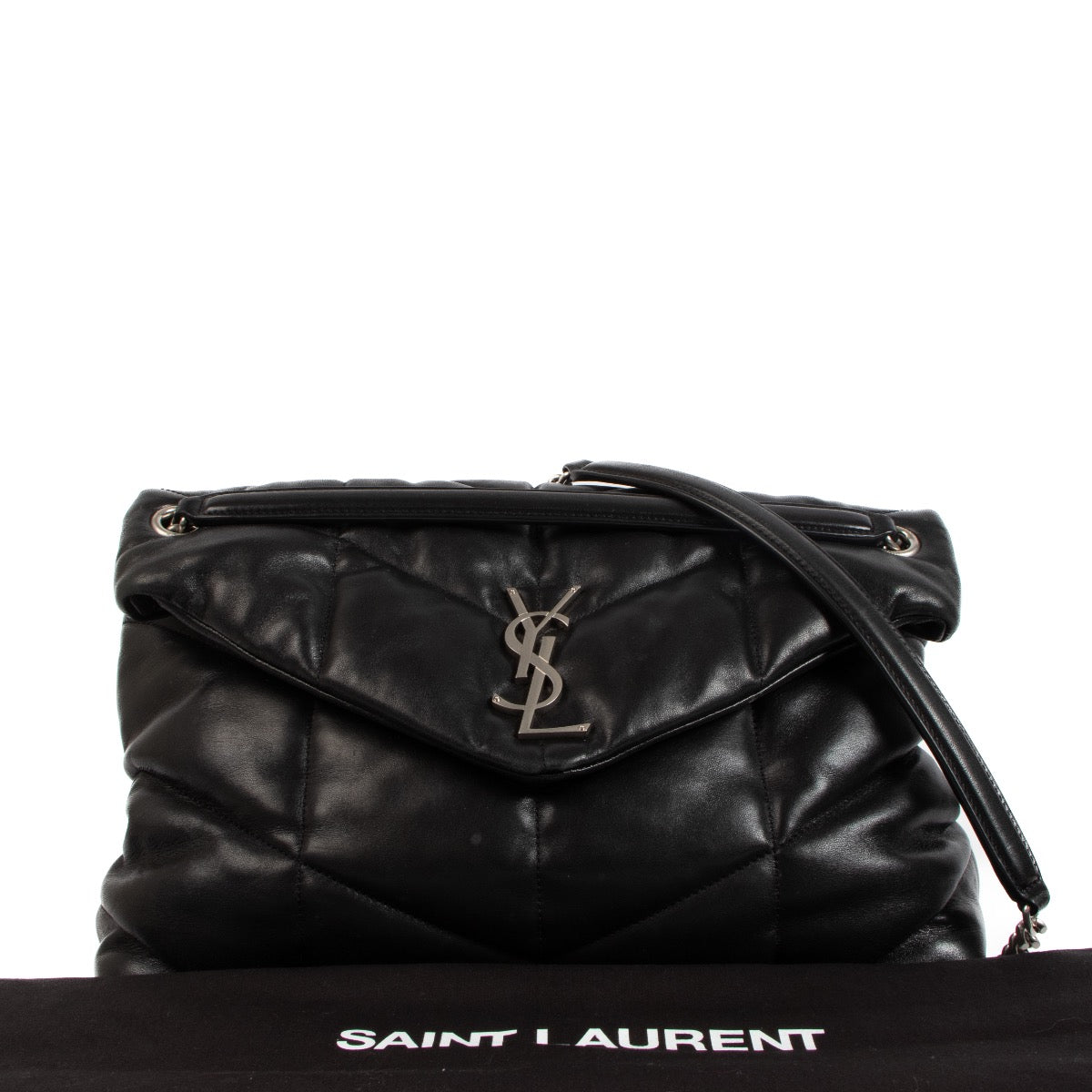 Shop safe online at Labellov in Antwerp this 100% authentic second hand Saint Laurent Black Lambskin Medium Puffer Shoulder Bag