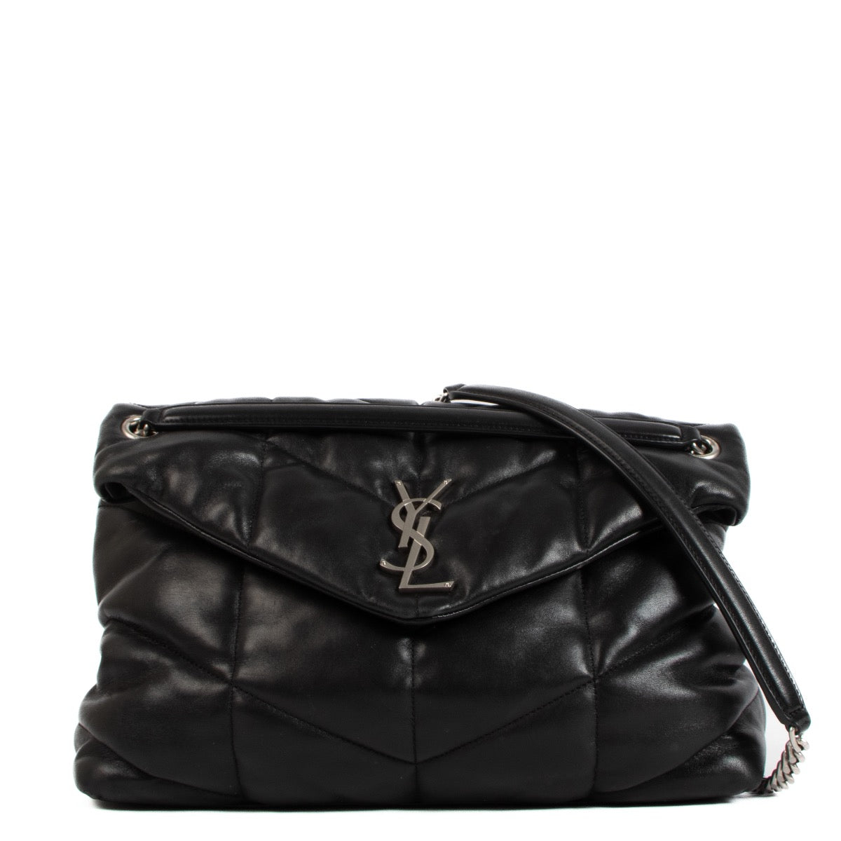Shop safe online at Labellov in Antwerp this 100% authentic second hand Saint Laurent Black Lambskin Medium Puffer Shoulder Bag