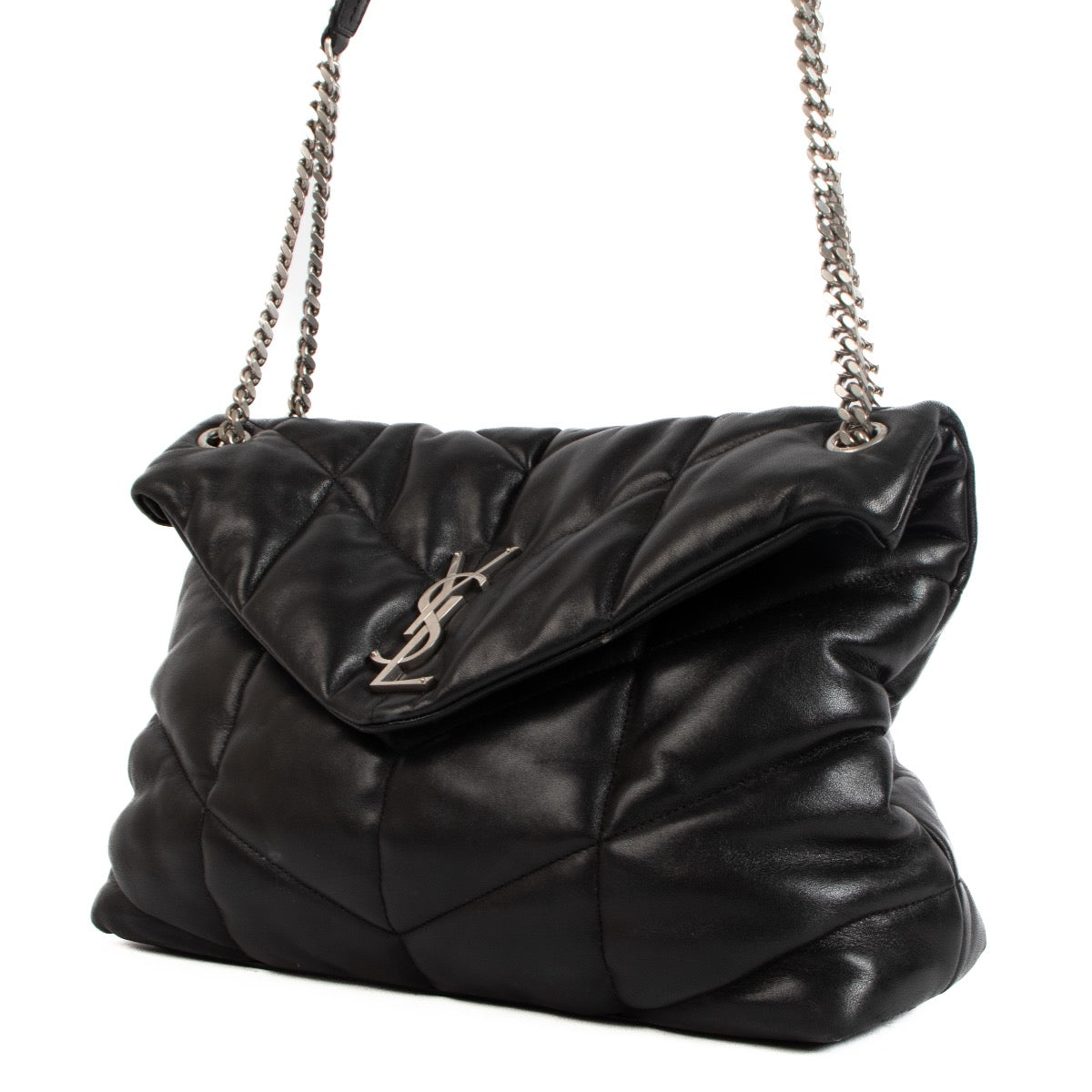 Shop safe online at Labellov in Antwerp this 100% authentic second hand Saint Laurent Black Lambskin Medium Puffer Shoulder Bag