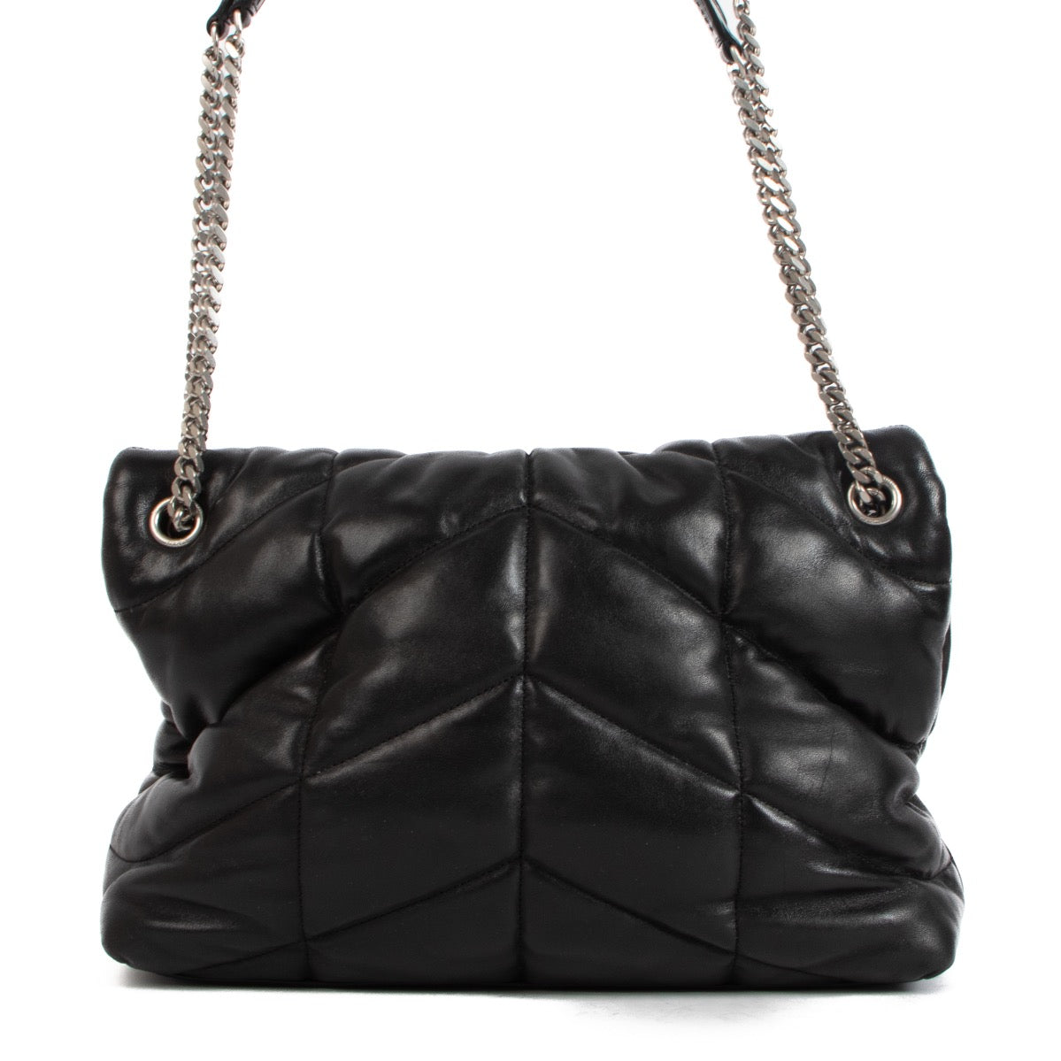 Shop safe online at Labellov in Antwerp this 100% authentic second hand Saint Laurent Black Lambskin Medium Puffer Shoulder Bag