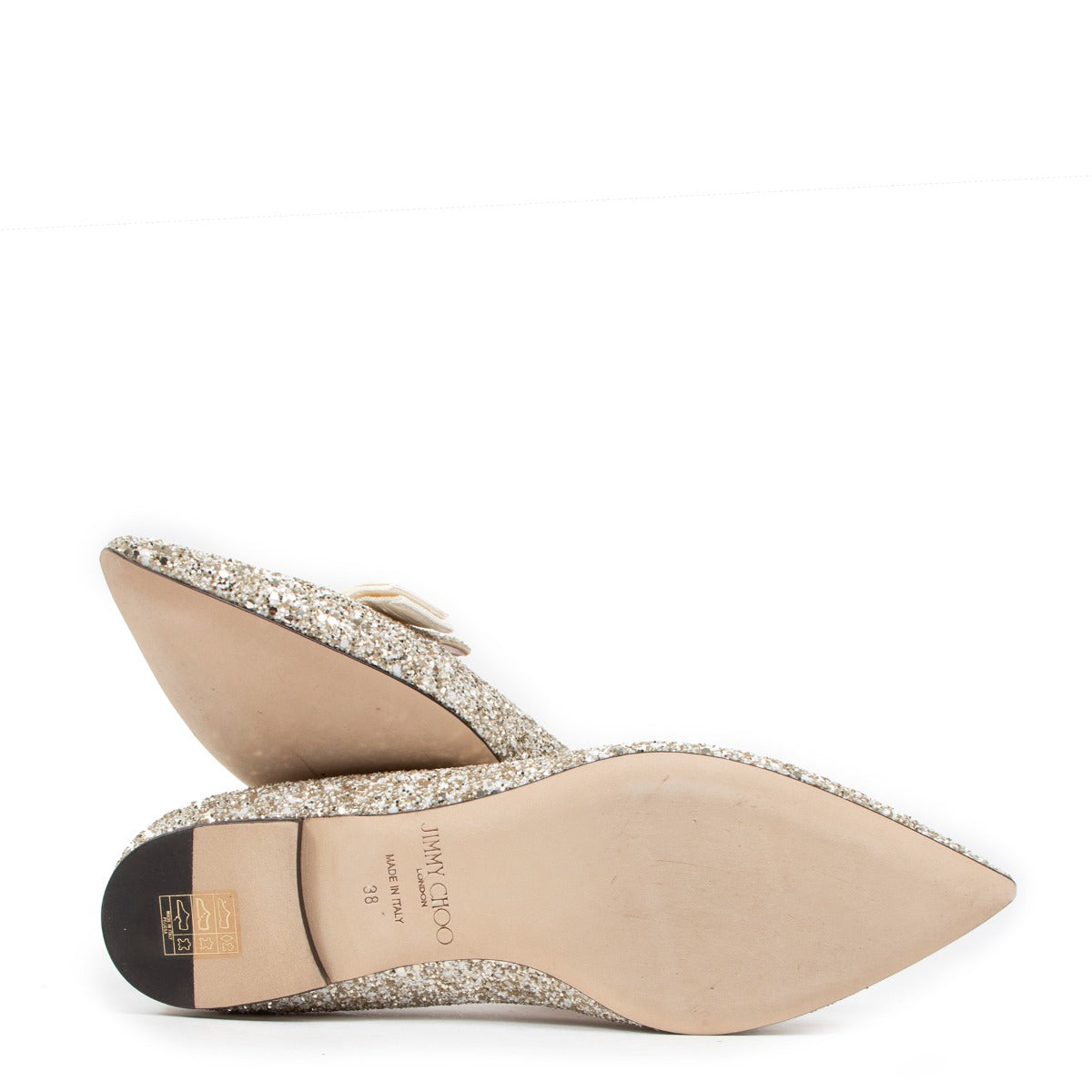 Jimmy Choo Moon Sand Infinity Glitter Gala Flats - Size 38
