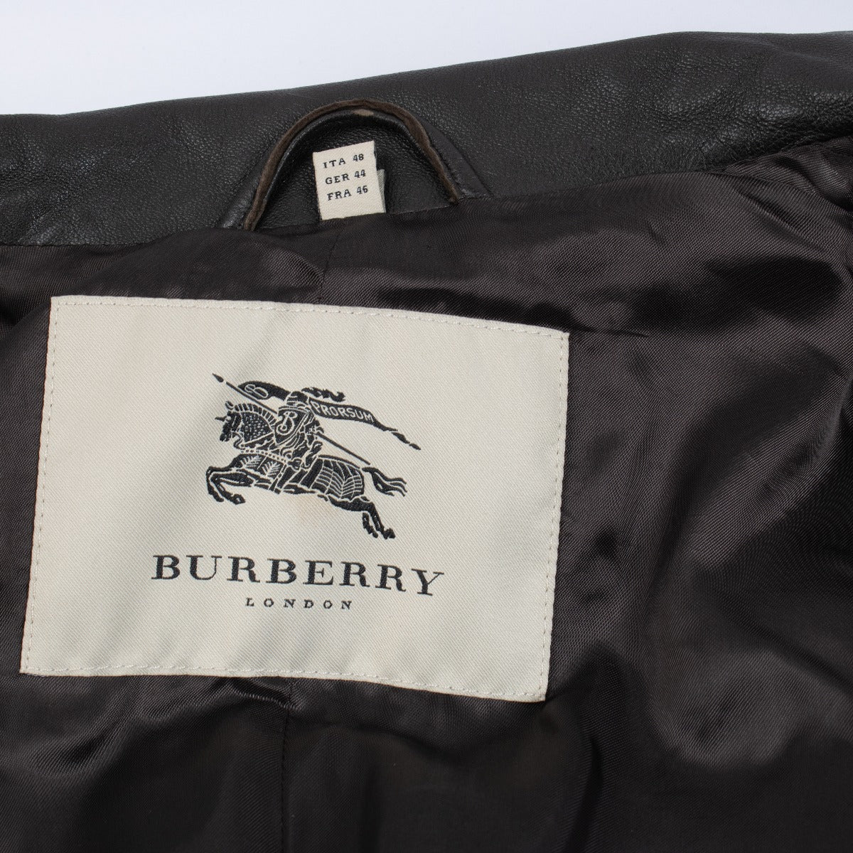 Burberry Black Leather Trench Coat (IT 44) Shop at Labellov.