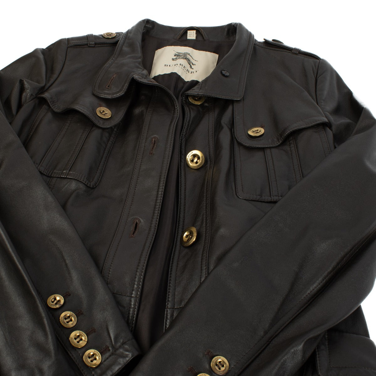 Burberry Black Leather Trench Coat (IT 44) Shop at Labellov.