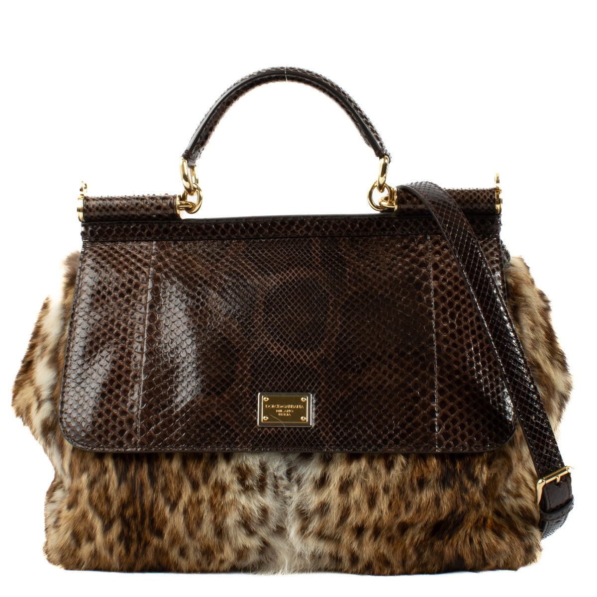Dolce & Gabbana Python/Fur Sicily Bag