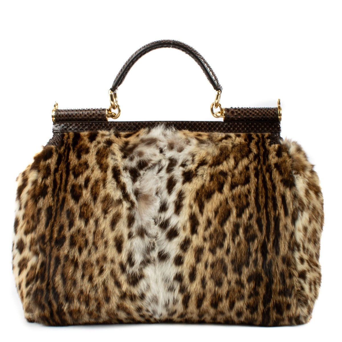 Dolce & Gabbana Python/Fur Large Sicily Bag