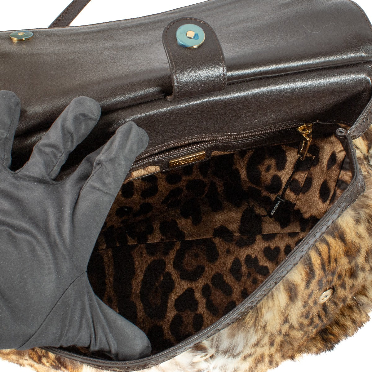 Dolce & Gabbana Python/Fur Large Sicily Bag