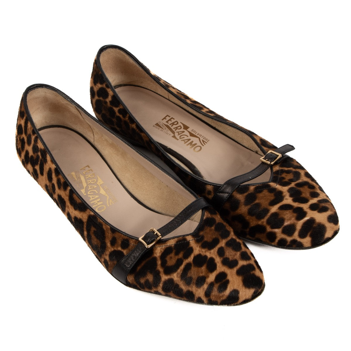 shop 100% authentic second hand Ferragamo Leopard Pony Hair Ballet Flats - Size 39 1/2 on Labellov.com