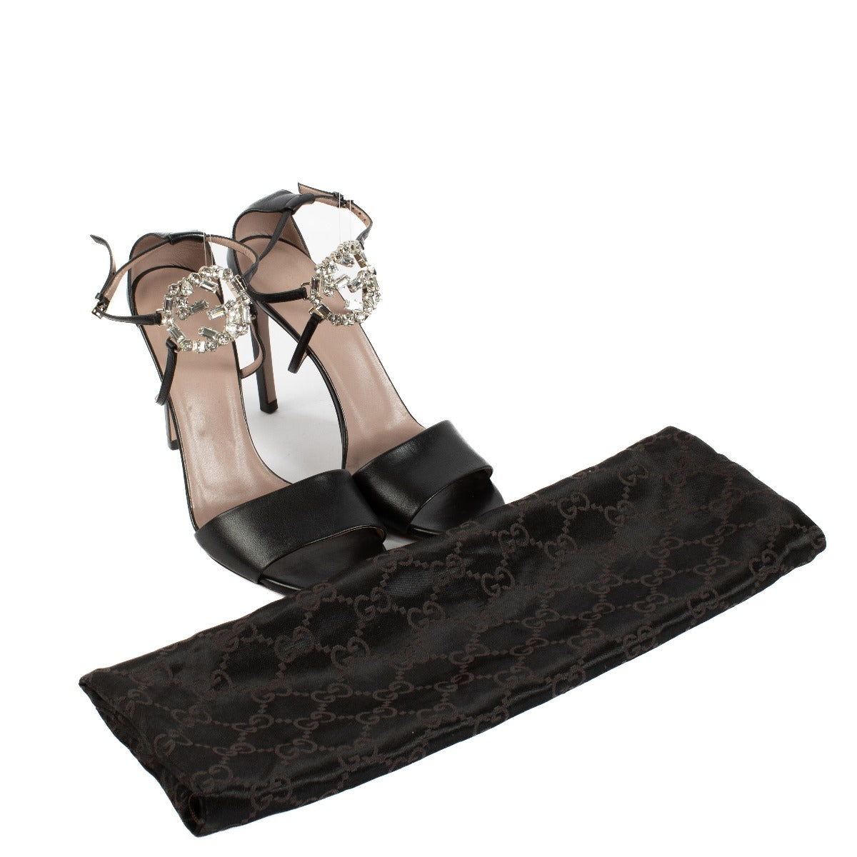 Sandales Gucci Interlocking G en cristal noir - Taille 40.5