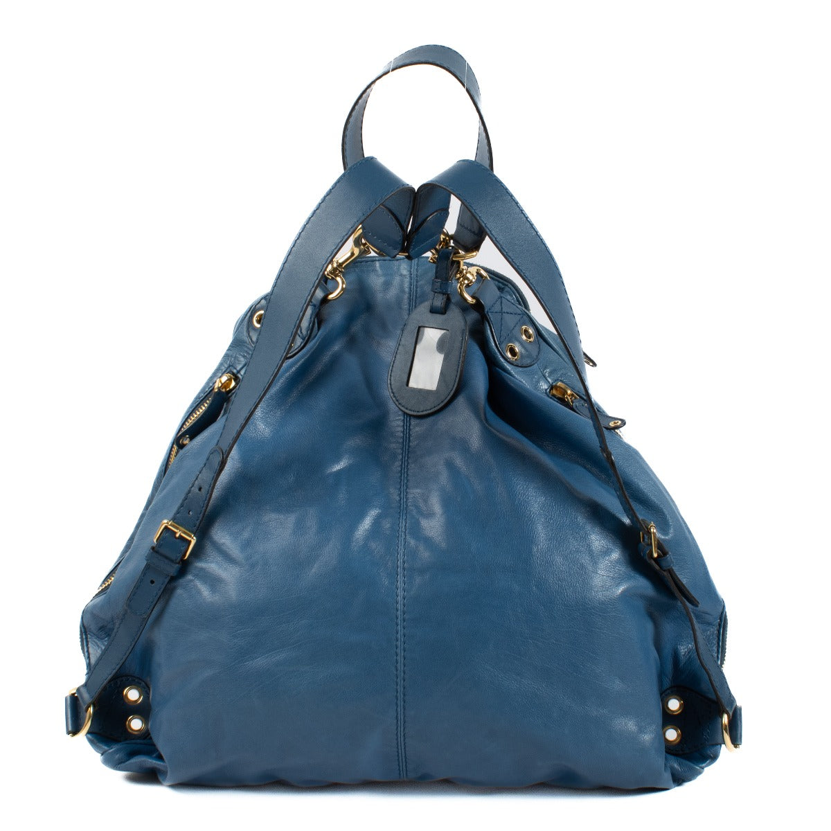Shop at Labellov for the Gucci Blue Lambskin Darwin Convertible Backpack.