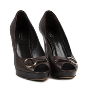 Gucci Brown Open Toe Pumps -