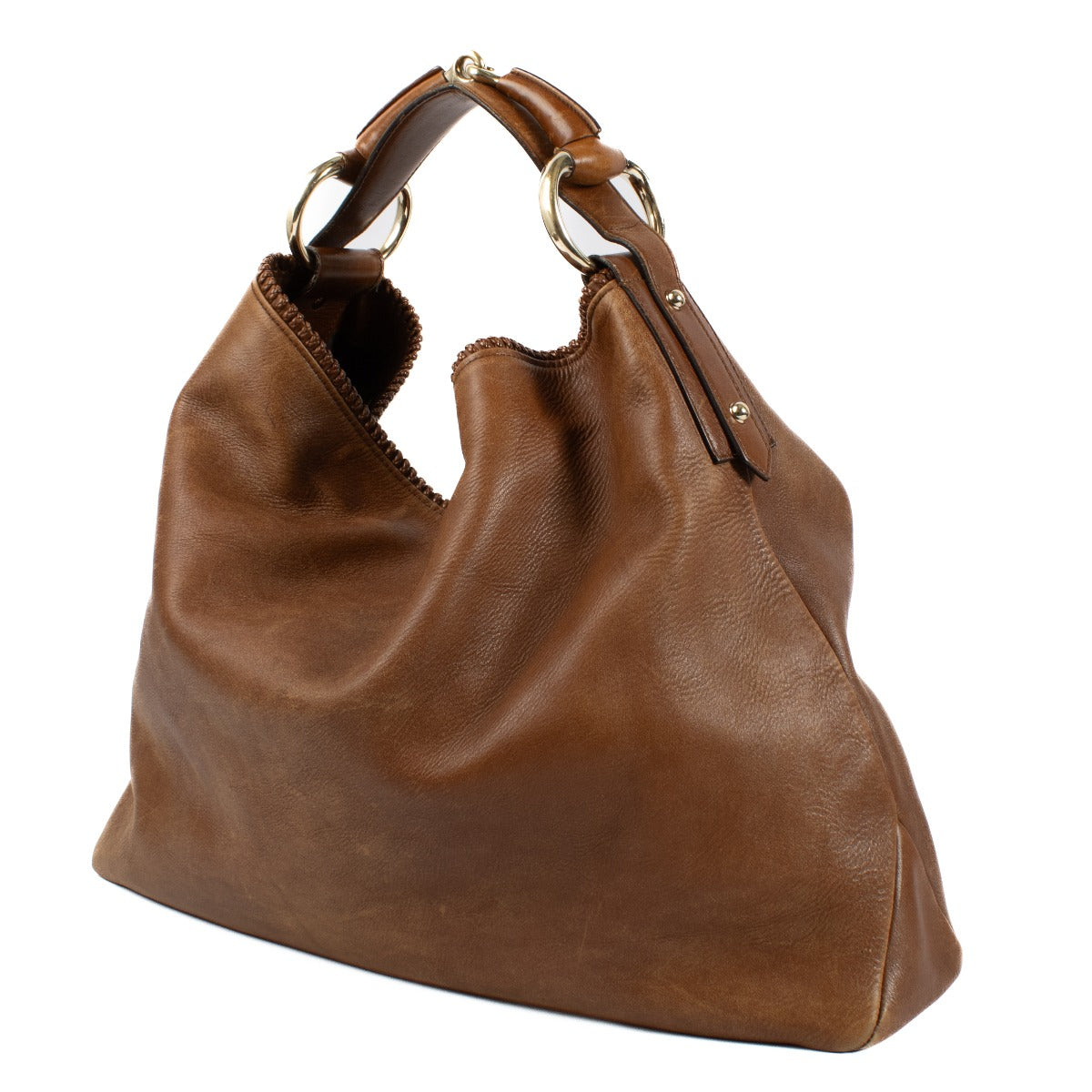 Sac hobo Gucci en cuir marron avec mors de cheval