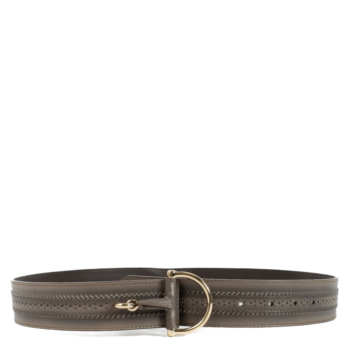 Stylish gray belt with gold hardware, size 95. As good as new with minimal signs of wear. Shop at Labellov.
