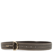 Stylish gray belt with gold hardware, size 95. As good as new with minimal signs of wear. Shop at Labellov.
