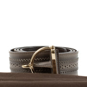 Stylish gray belt with gold hardware, size 95. As good as new with minimal signs of wear. Shop at Labellov.