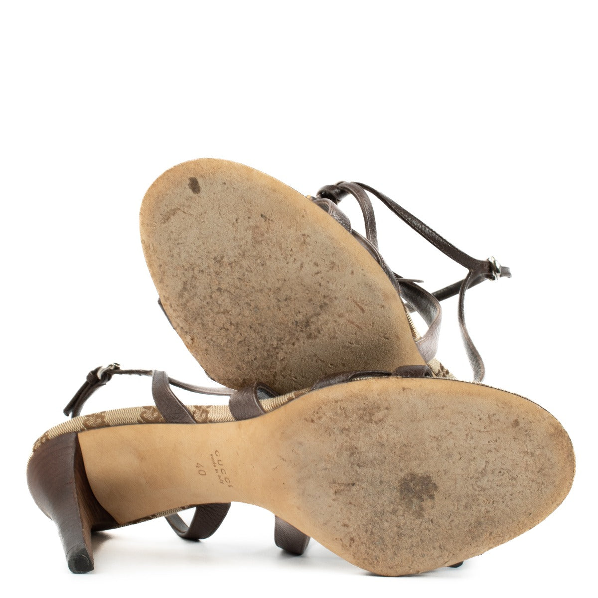 Gucci GG Canvas Bamboo Sandals - Size 40