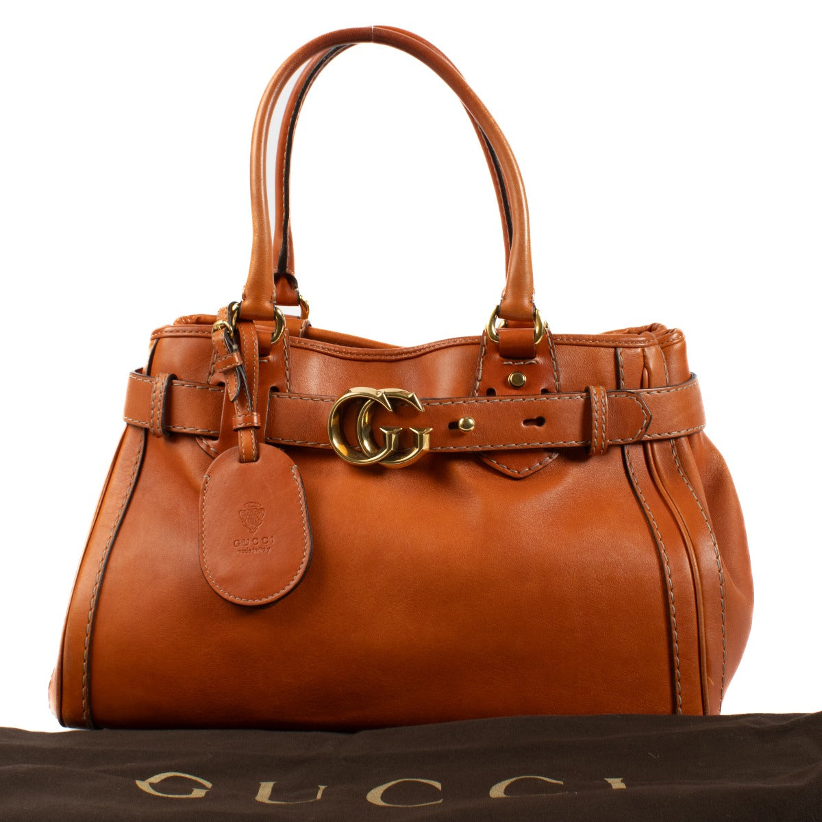 Sac cabas moyen Gucci GG Running en cuir orange