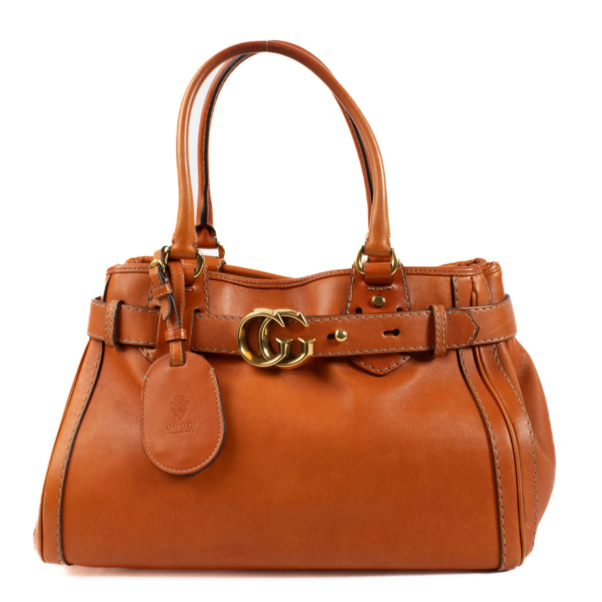 Sac cabas moyen Gucci GG Running en cuir orange