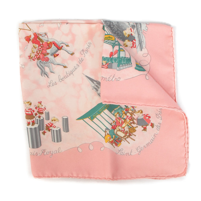 Hermès Pink Les Triples Pocket Square Silk Scarf