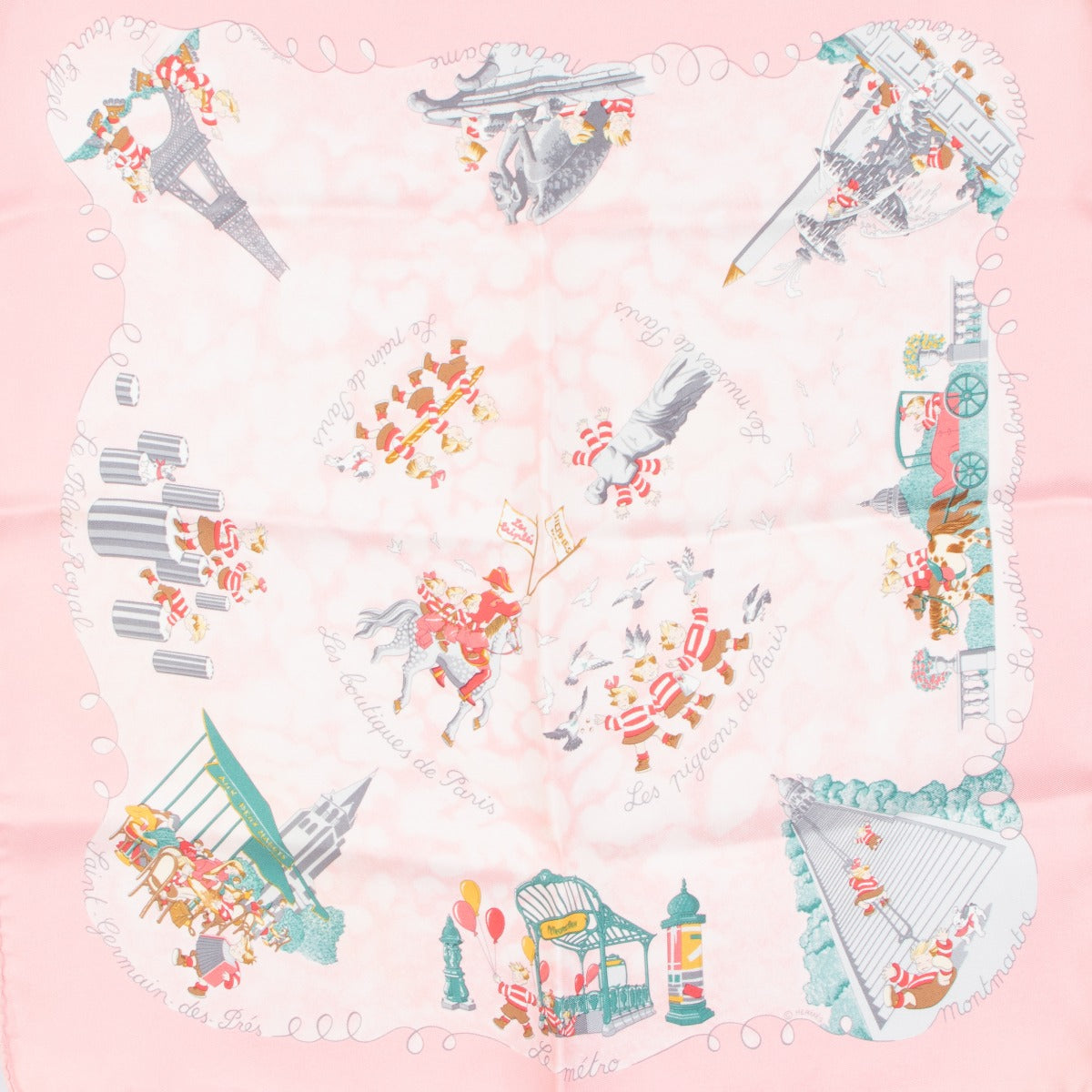 Hermès Pink Les Triples Pocket Square Silk Scarf