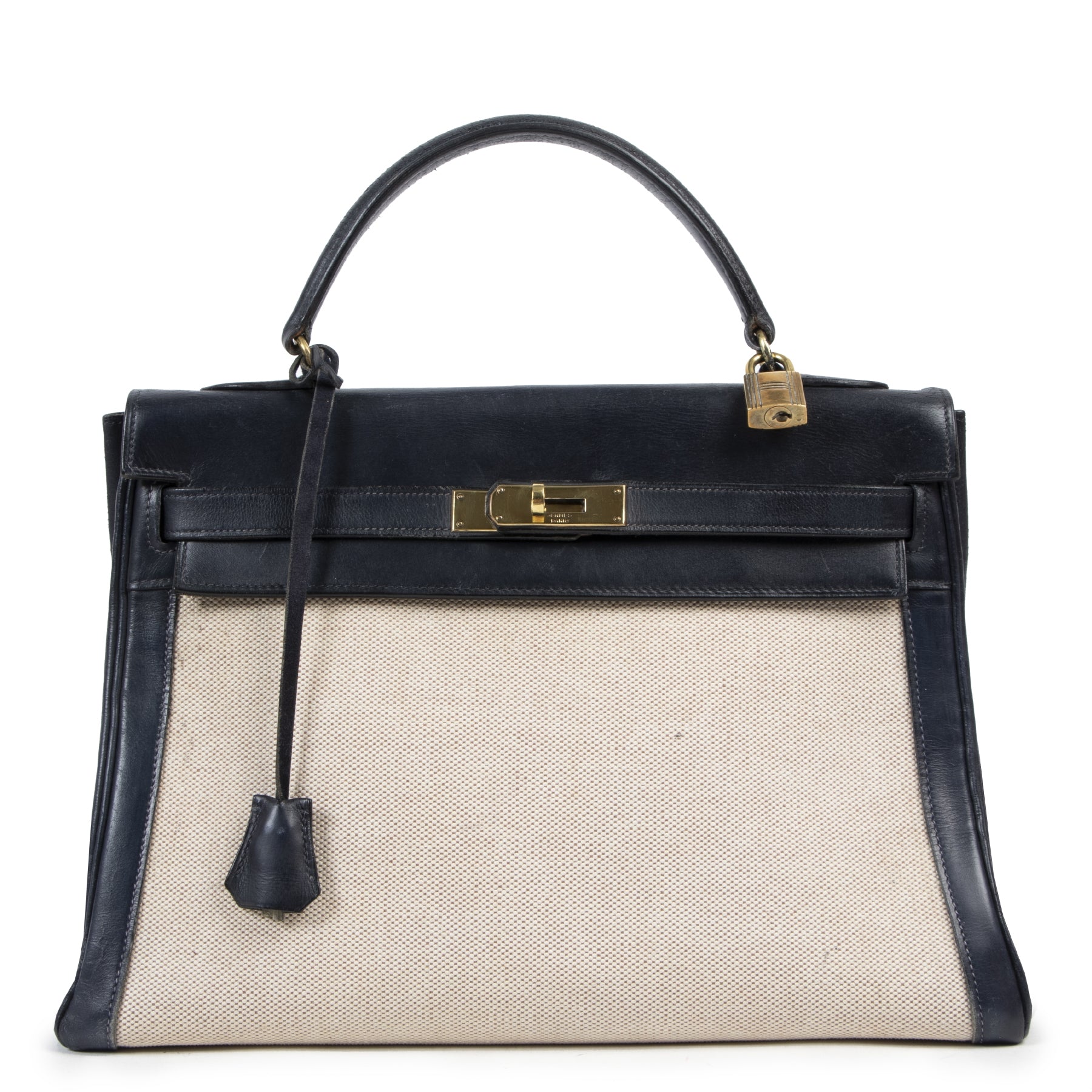 Hermès Kelly 32 Toile Blue Marine for the best price at Labellov secondhand luxury