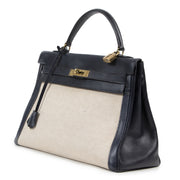 Hermès Kelly 32 Toile Blue Marine
