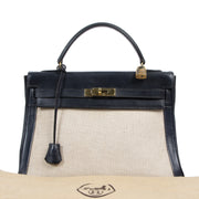 Hermès Kelly 32 Toile Blue Marine vintage hermes kelly bags for the best price